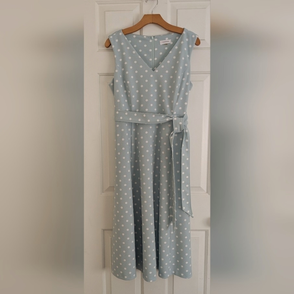 Calvin Klein Polka Dot Fit & Flare Sleeveless Dress - Picture 4 of 7